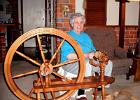 Maggie using the spinning wheel I made, my own design : Maggie, Spinning Wheel