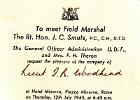 Invite to Dad from Major-General F H Theron inviting Dad to dinned with Field Marshal J.C.Smuts