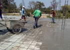 3½ inches of concrete poured on slabs, the reinforceing is hooked and jiggled up into the wet mix